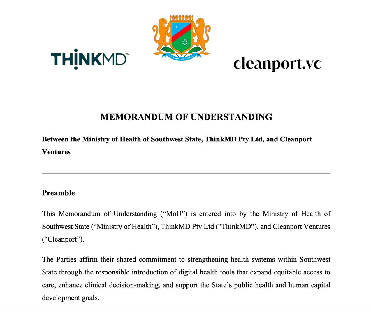 ThinkMD Partnership MOU Signing